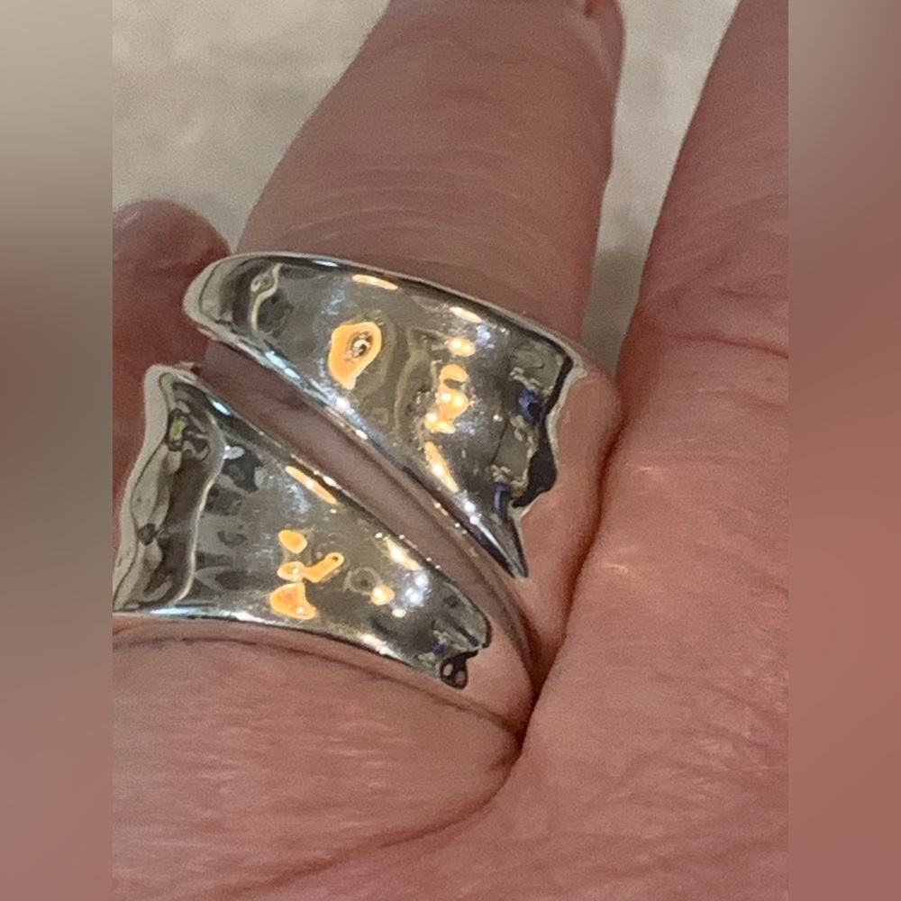 Wide cuff sterling silver ring